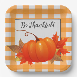 Assiettes En Carton Orange Buffalo, Citrouille De Thanksgiving, Plaid