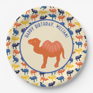 Assiettes En Carton Orange Cartoon Camel Fête d'anniversaire Personna