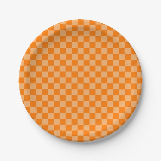 Assiettes En Carton Orange Combination Checkerboard par ShirleyTaylor (Devant)