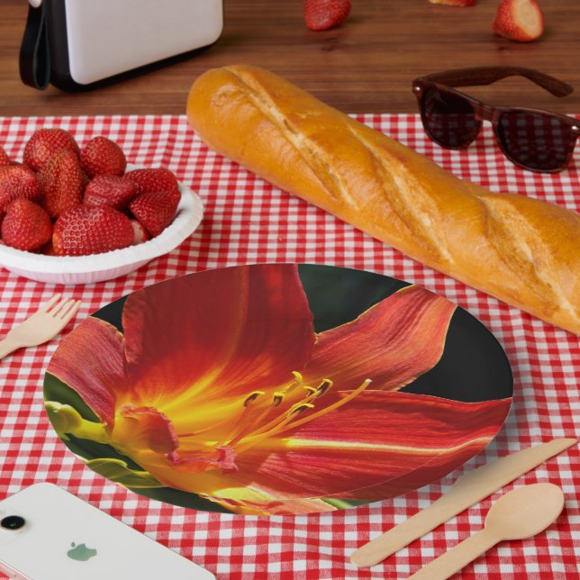 Assiettes En Carton Orange Daylily Floral (Pique-nique)