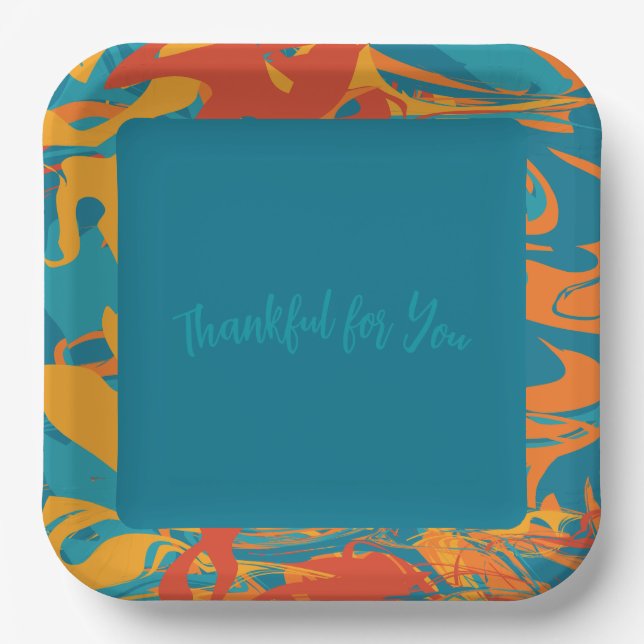 Assiettes En Carton Orange et Thanksgiving Turquoise (Recto)
