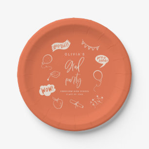 Assiettes En Carton Orange Quirky Grad Icons Grad Party