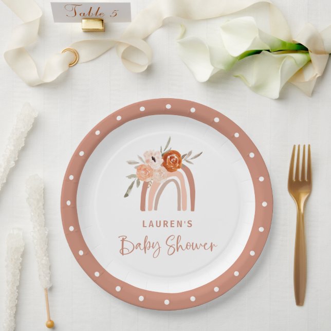 Assiettes En Carton Orange Terracotta Boho | Baby shower arc-en-ciel (Mariage)