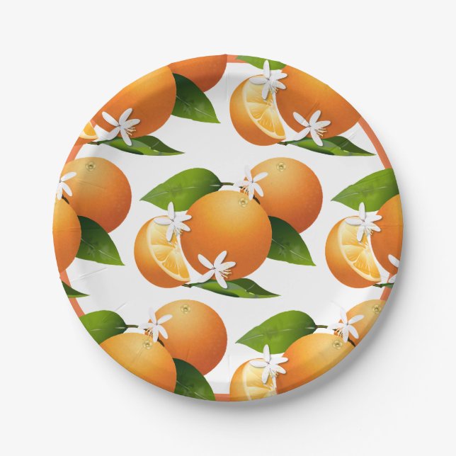 Assiettes En Carton Oranges Citrus Fruit Cocktail Party (Devant)
