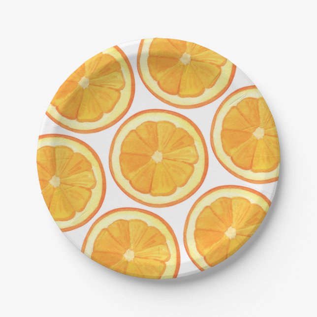Assiettes En Carton Oranges - Plaques de papier (Devant)