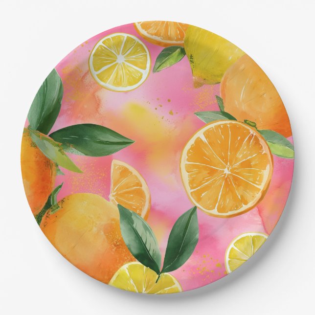Assiettes En Carton Oranges spring party plates (Devant)