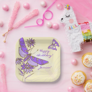 Assiettes En Carton Oreiller jeté papillon violet pêche