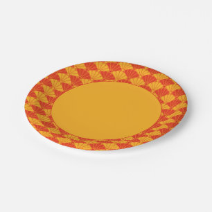 Assiettes En Carton Oriental Rouge Jaune Kiku Chrysanthemum Mon Motif