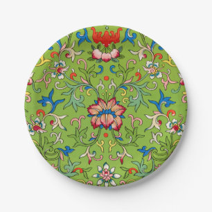 Assiettes En Carton Ornement chinois vintage Owen Jones floral vert