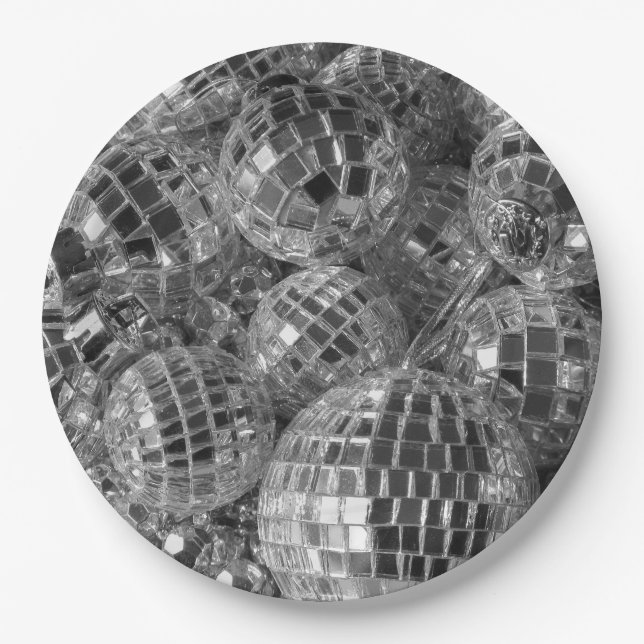 Assiettes En Carton Ornements de boule de disco (Devant)