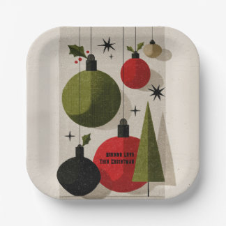 Assiettes En Carton Ornements de Noël Rétro Modernes du Milieu du Sièc