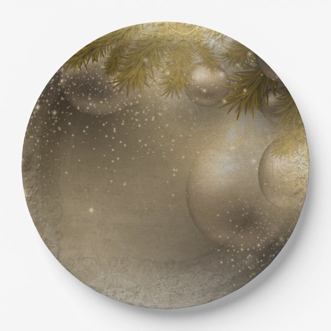 Assiettes En Carton Ornements en or argenté (Devant)