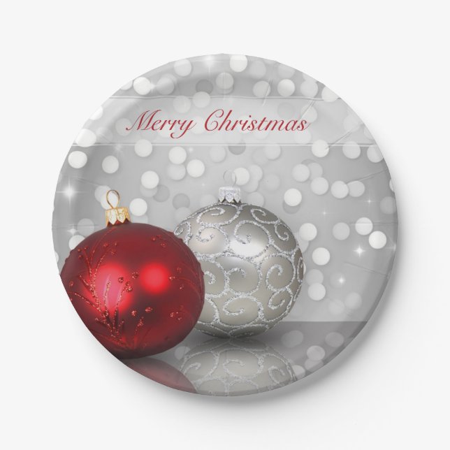 Assiettes En Carton Ornements Shimmery de Noël - plaque à papier (Devant)