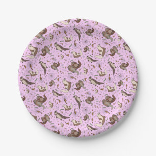 Assiettes En Carton Otter en rose