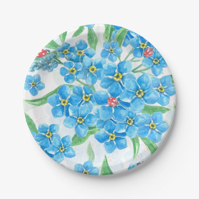 Assiettes En Carton Oublie-moi pas un motif sans soudure (Devant)