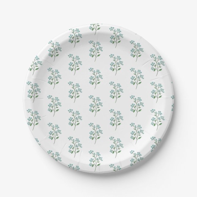 Assiettes En Carton Oubliez-moi pas la fête de mariage verte fraîche (Devant)