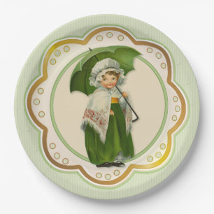Assiettes En Carton Ould Irlande Irlandaise Umbrella Girl