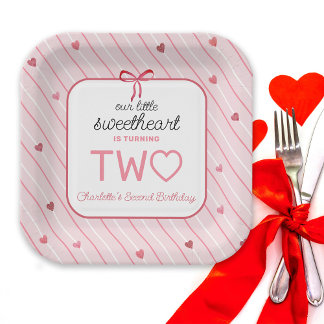 Assiettes En Carton Our Little Sweetheart Is Two Hearts Birthday