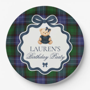 Assiettes En Carton Ours à nœud papillon Préparatoire Plaid Anniversai