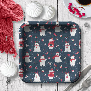 Assiettes En Carton Ours blancs de Noël lunatique ID850