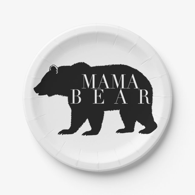 Assiettes En Carton Ours de maman rustique | BABY SHOWER (Devant)