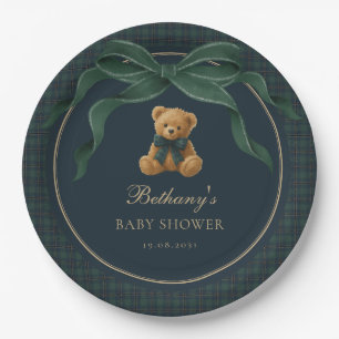 Assiettes En Carton Ours en peluche à carreaux tartan vintage avec noe