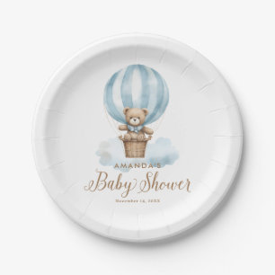 Assiettes En Carton Ours en peluche Blue Boy Bearly Wait Baby Shower