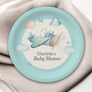 Assiettes En Carton Ours en peluche mou dans le Baby shower de l'avion