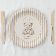 Ours en peluche & Rayures brunes Baby Shower à pei