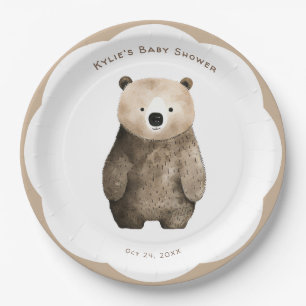 Assiettes En Carton Ours Neutre à peine attendre Ours en peluche Baby