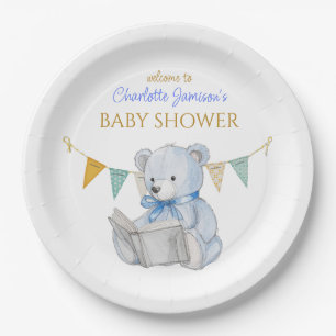 Assiettes En Carton Ours personnalisé lecture d'un Baby shower de livr