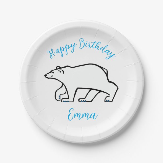 Assiettes En Carton OURS POLAIRE - Animaux sauvages - Fête (Devant)