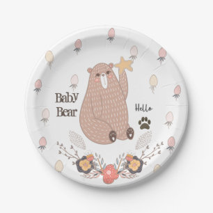 Assiettes En Carton Ourson et fraises personnalisables mignons