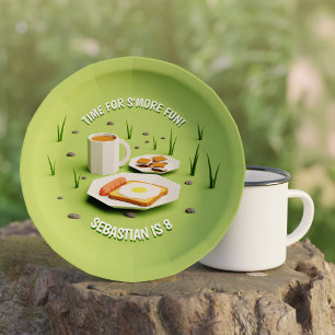 Assiettes En Carton Outdoors Boys'more Camping Anniversaire de enfant 