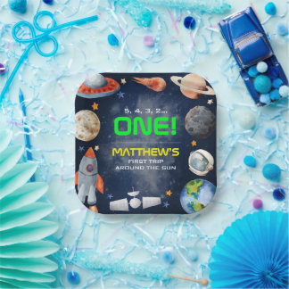 Assiettes En Carton Outer Space First Birthday