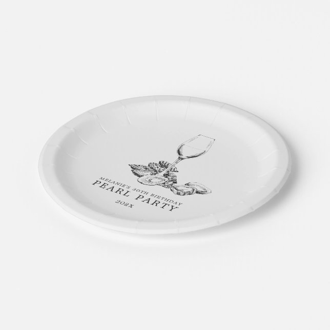 Assiettes En Carton Oyster Pearl| noir et blanc (Angle)