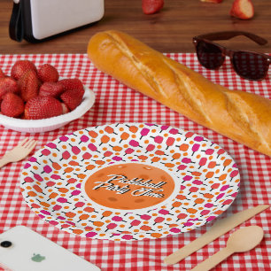 Assiettes En Carton Pagaies de Pickleball Rose et Orange Personnalisée