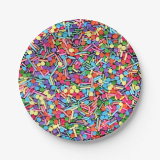 Assiettes En Carton Paillettes arc-en-ciel Rainbow Jimmies