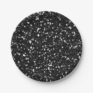 Assiettes En Carton Paillettes Noir Étincelle Glam Fête Sur Mesure