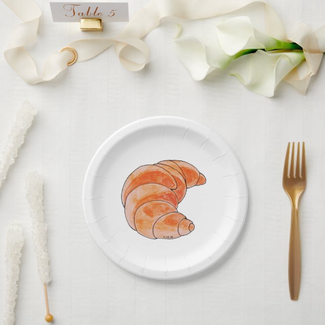 Assiettes En Carton pain aux croissants bruns (Mariage)