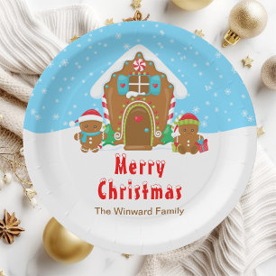 Assiettes En Carton Pain d'épice Décoration Party Bleu et Rouge clair