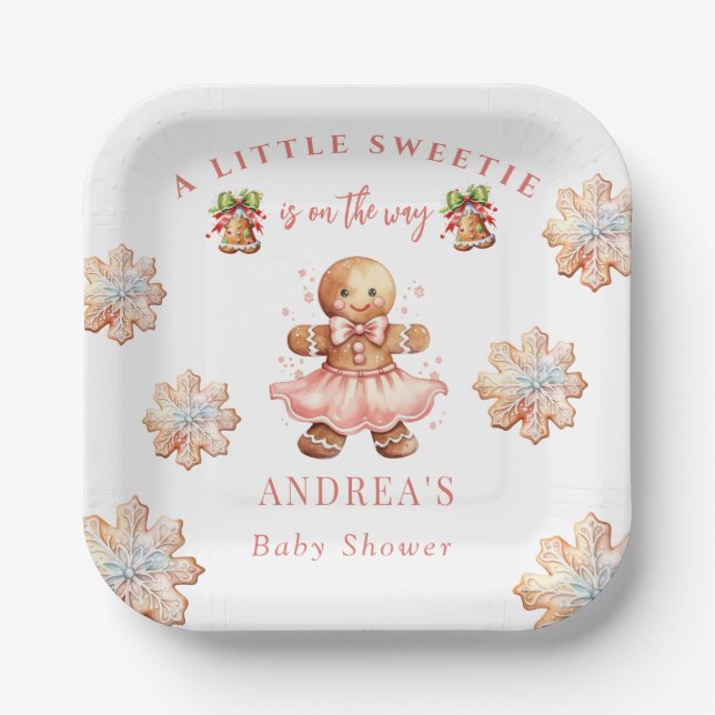 Assiettes En Carton Pain d'épices | Baby shower de Noël (Recto)