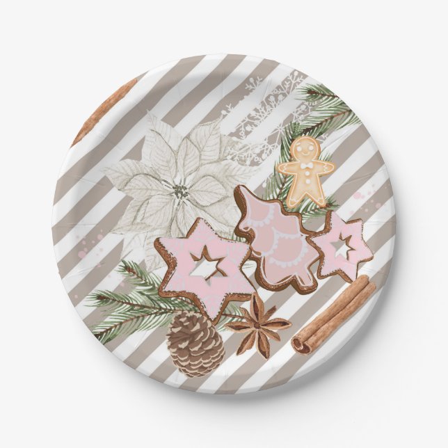 Assiettes En Carton Pain d'épices | Baby shower de Noël (Devant)