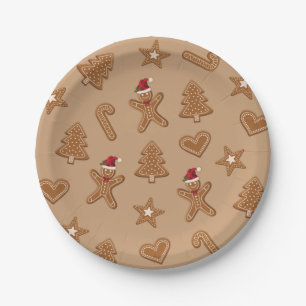 Assiettes En Carton pain d'épices - Formes de biscuits de Noël sur Bro