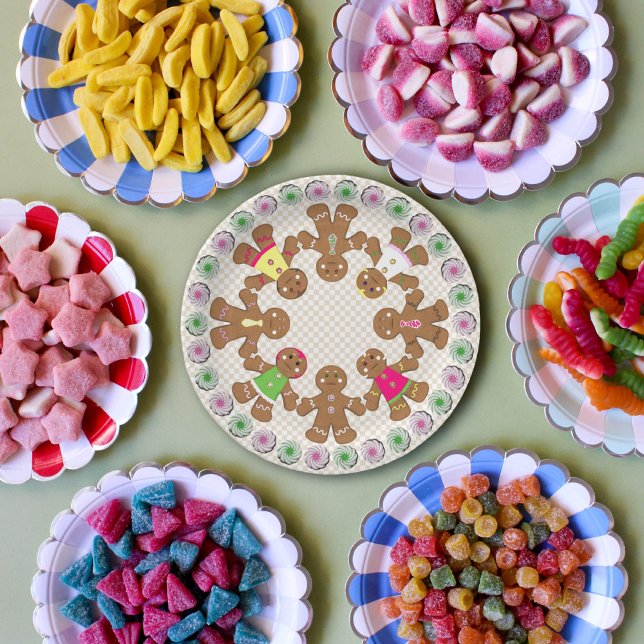 Assiettes En Carton Pain d'épices Garçons et Filles Chèques (Créateur téléchargé)