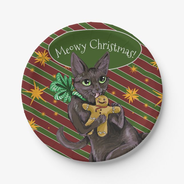 Assiettes En Carton Pain d'épices Noël Cookie Kitty (Devant)