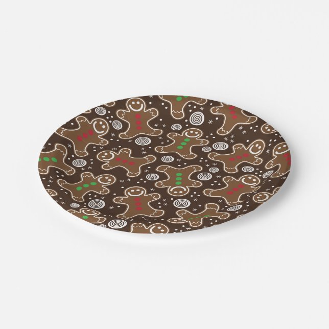 Assiettes En Carton Pains d'épices Brown Red Green Christmas (Angle)