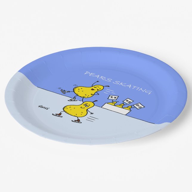 Assiettes En Carton Paires mignonnes Figure Patinage Poires amusantes (Angle)