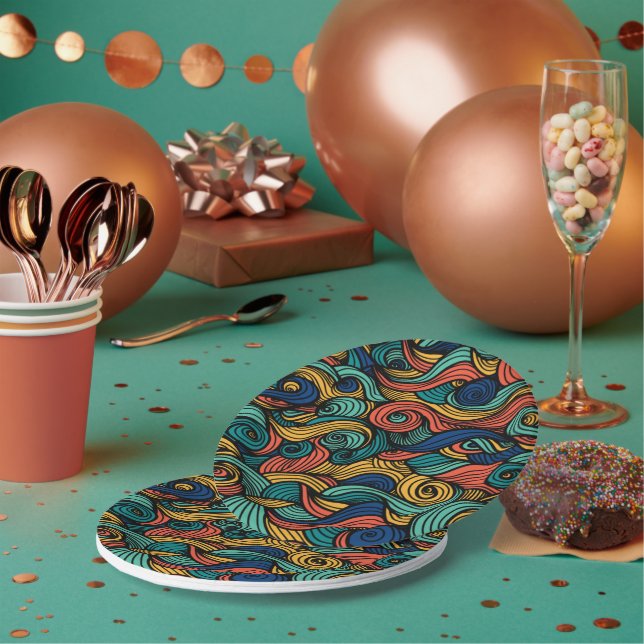 Assiettes En Carton Paisley haché (Multi)