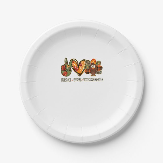 Assiettes En Carton Paix amour grâces Gobble Turquie Thanksgiving (Devant)